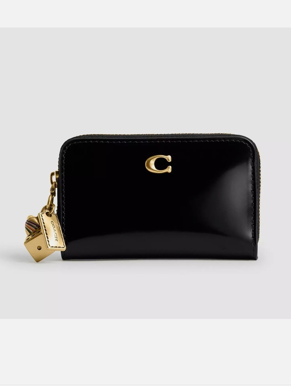 Coach Spazzolato Leather Zip Card Case Wallet NWT